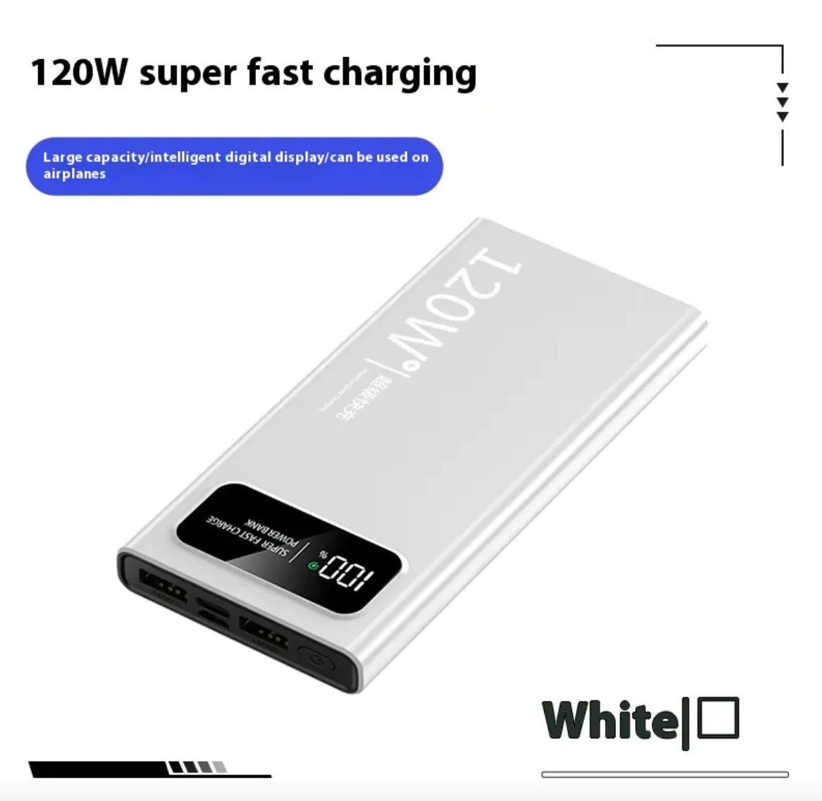 66W Super Fast Charge Mobile Power Bank - 20000mAh Large Capacity