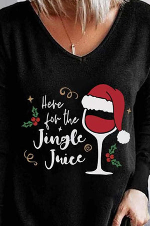 Christmas Wine Glass Print T-Shirt