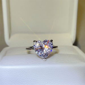 5 Carat 925 Sterling Silver Moissanite Heart Shape Ring