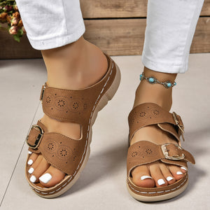 PU Leather Open Toe Buckle Sandals