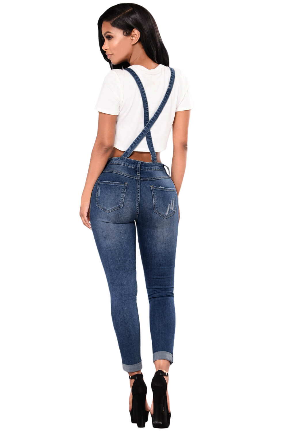 Side Zipper Denim Overalls