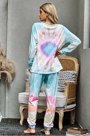 Cotton Blend Pocket Tie-dye Loungewear Set