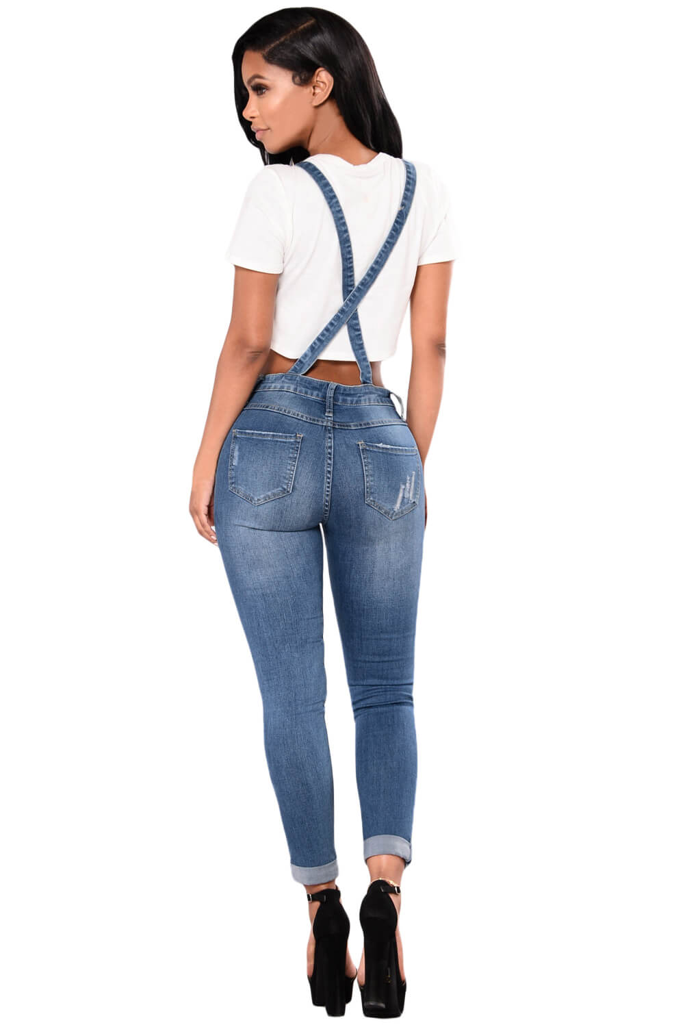 Side Zipper Denim Overalls