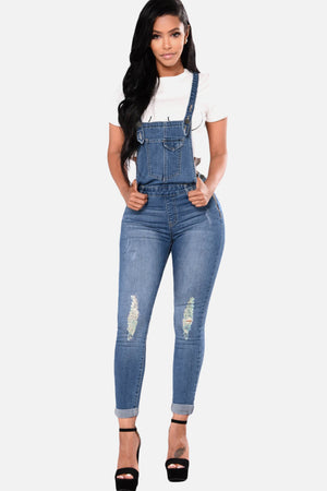 Side Zipper Denim Overalls