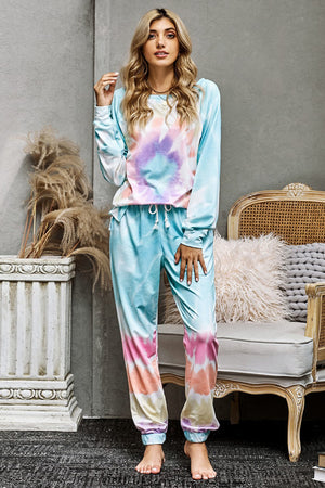 Cotton Blend Pocket Tie-dye Loungewear Set