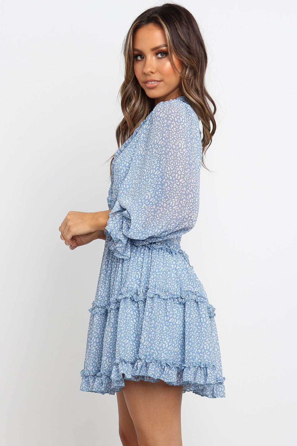 Ruffled Open Back Floral Dress